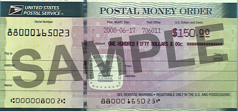 Green postal money order