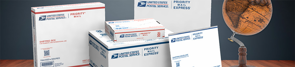 Priority Mail International and Priority Mail Express International Flat Rate boxes for fast delivery and USPS Tracking.